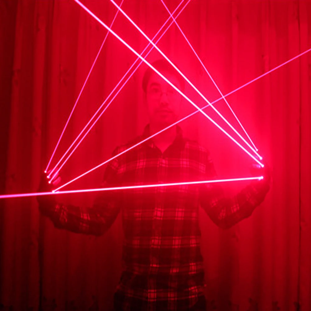 

Red Laser Gloves With 4pcs 650nm 100mw Laser,Disco LED Glove For DJ Club Party Show