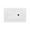 FIKO American type 118 white plastic single fixed phone TEL socket with television satellite socket mounted on the wall
