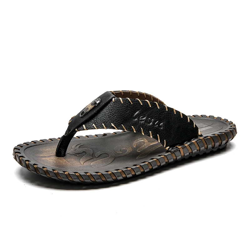 

Wholesale custom new design leather sandals slippers men's outdoor shoes