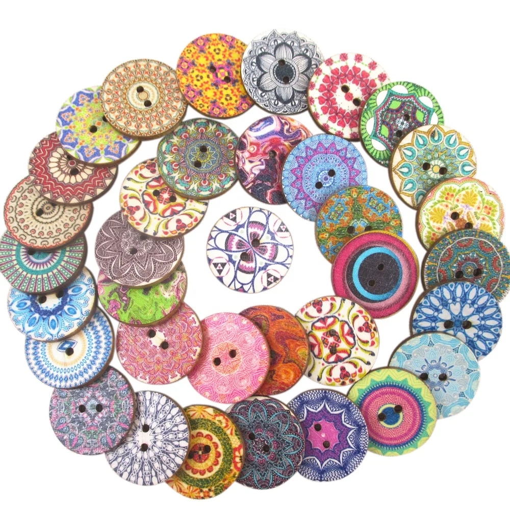 

25*25 mm Wholesale Mix Round Natural Wooden Button For Craft 49989, See pictures
