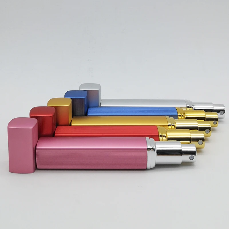 
Wholesale Empty Design Your Own Refillable Aluminum Mist Spray 12ml Square Perfume Bottle 