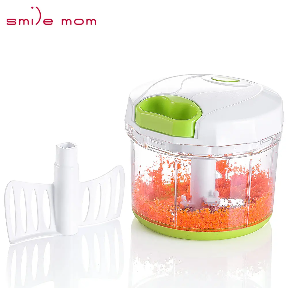 

Smile mom 2 in 1 Plastic 1L Manual Mix Flour - Onion Chopper - Hand Vegetable Pull Food Chopper With 3 Blades, Custom color