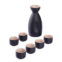 

Elegant Wholesale Sake Bottle And Six Cups Ceramic Japanese Wine Set