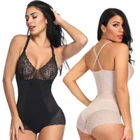 

USA Warehouse Black Sexy Lace Patchwork Women Full Body Shaper Slimming For Lose Weight