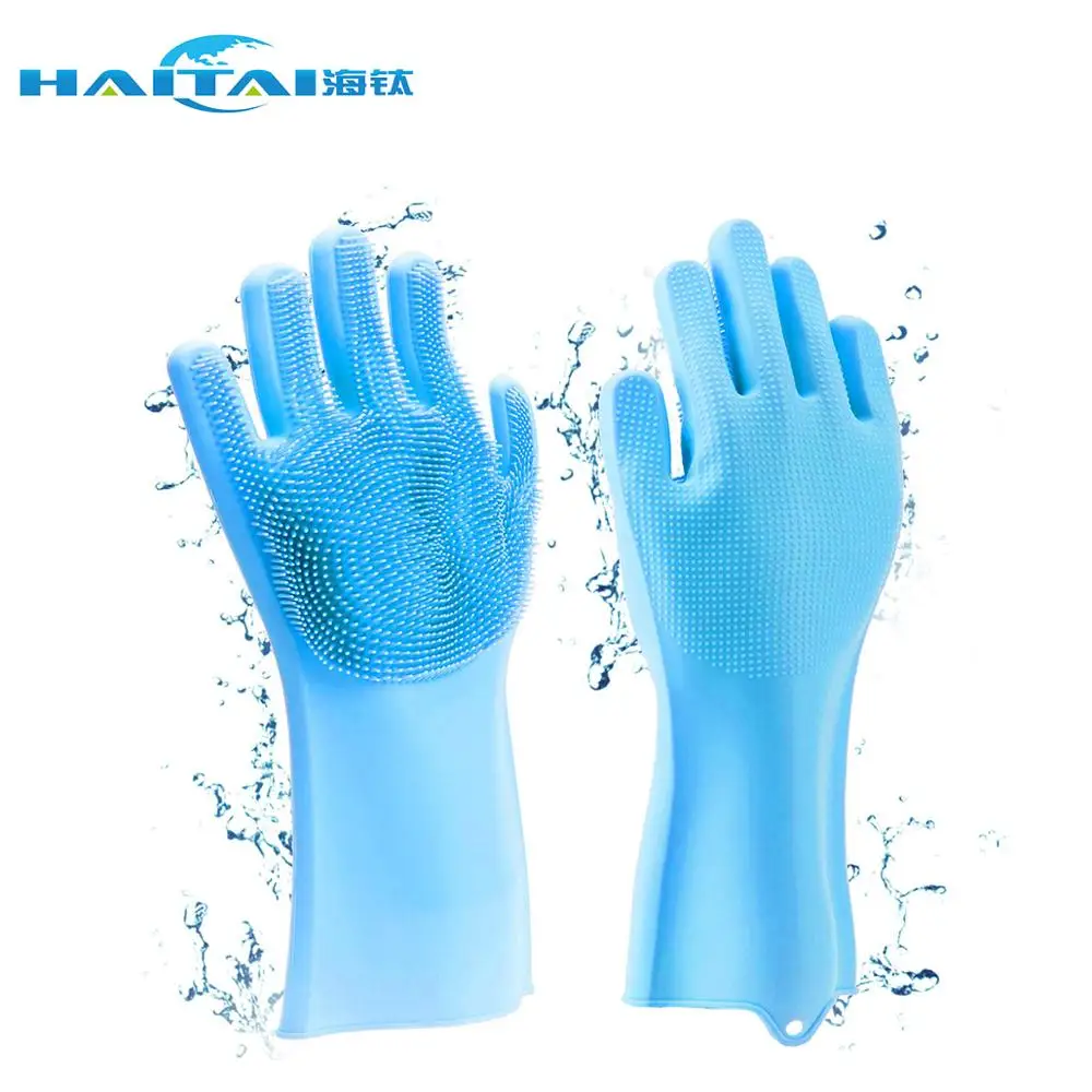 Amazon Hot Sale Magic Household Cleaning Silicon Gloves, Kitchen Dish Clean brush gloves