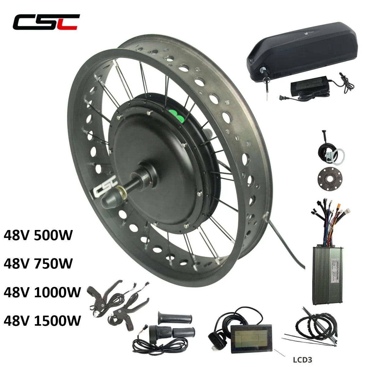 Big Promotion 48V 1500W Electric Fat Tyre bike Kit Brushless Hub Motor Rear Snow Wheel 1500W bicycle Conversion Kit with battery
