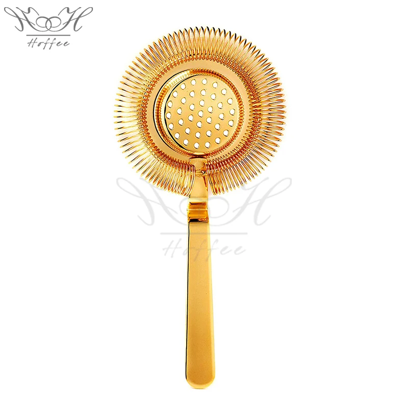 

Luxury Gold Stainless Steel Mint Julep Bar Ice Strainer for Mixing, Customized