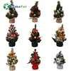Decorated Artificial Plastic Mini Table Top Christmas Tree hand made home ornament indoor decoration supplies lighted Christmas