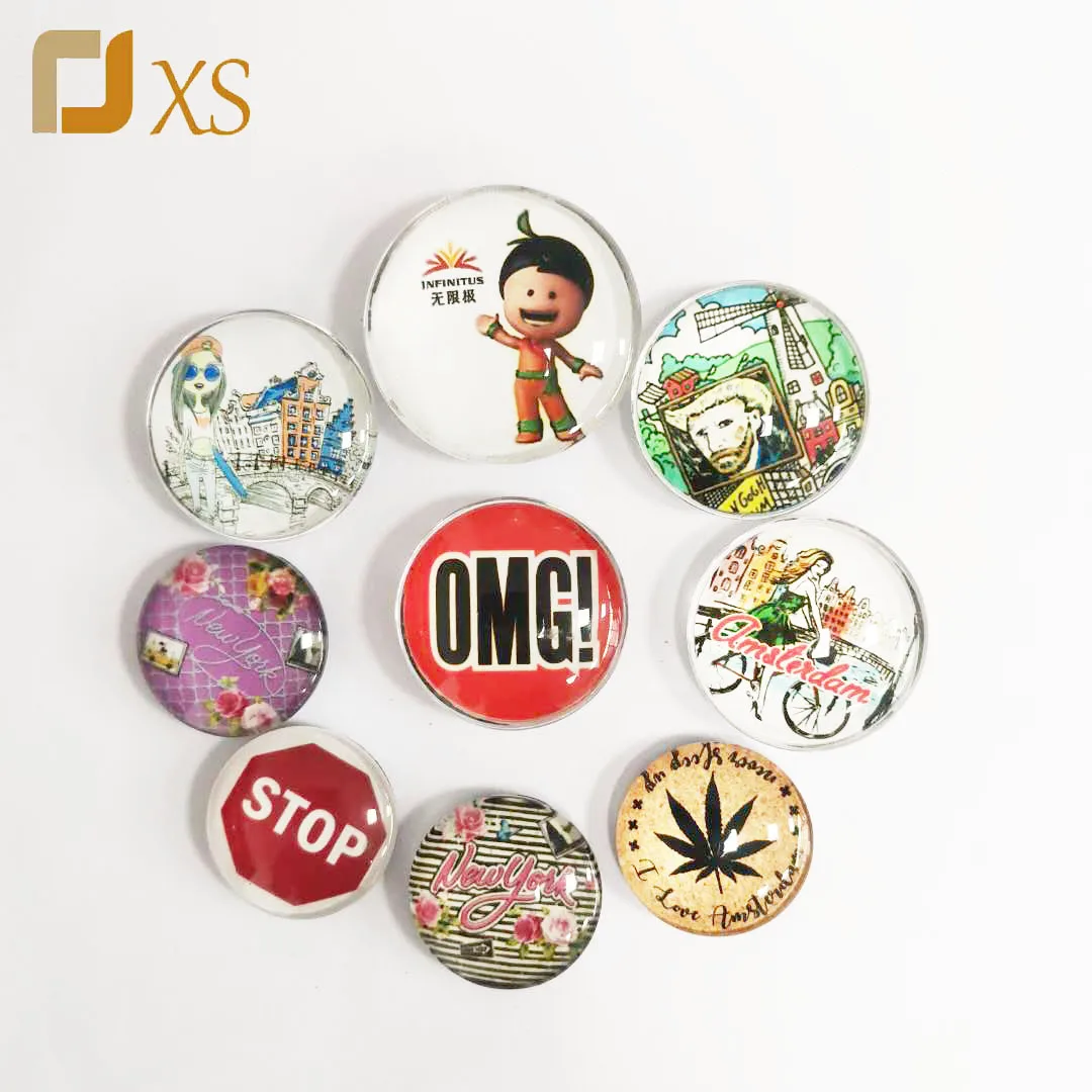 

Wholesale customized clear round crystal 3D glass fridge magnet for Home Decor, Full color