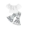 Off Shoulder Lace Top And Bell Bottoms Kids Summer Clothes 2019 Ruffle Clothing Sets