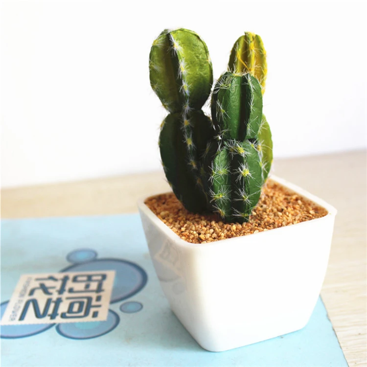 
Artificial Cactus Succulents potted with plastic material white base for Desk decoration house decoration 