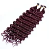 Wholesale 20inch single drawn indian hair 99j burgundy color i tip deep wave hair extensions