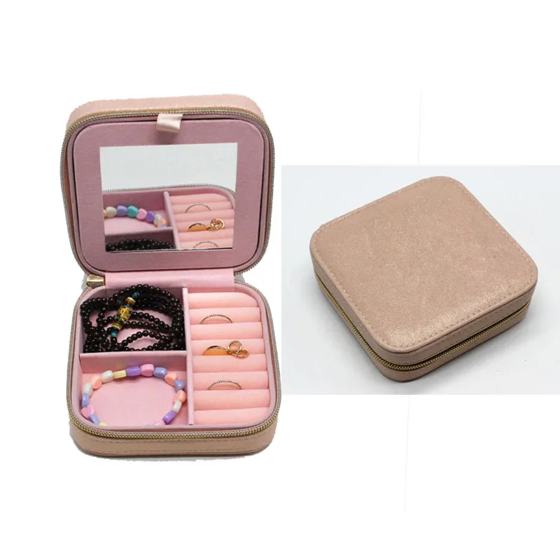 Small PU Leather Travel Organizer Jewelry Case for Rings Earrings Necklace