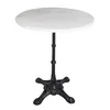 Antique round shape white marble coffee table with antique casting iron base