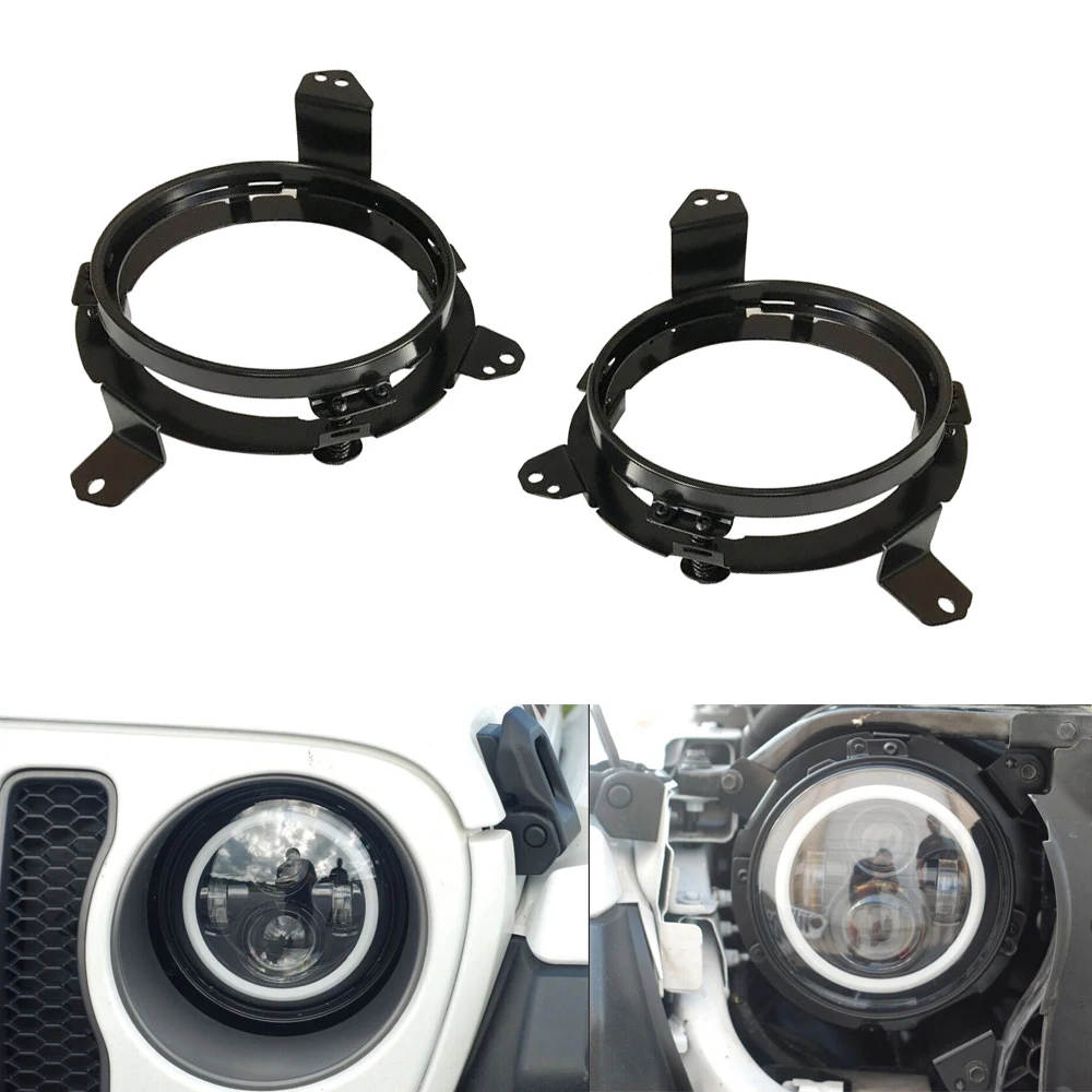 

JL Headlight Bracket 7" Round LED Headlights Mounting Ring Bracket for Jeep WranglerJL 2018 2019 Parts, Black