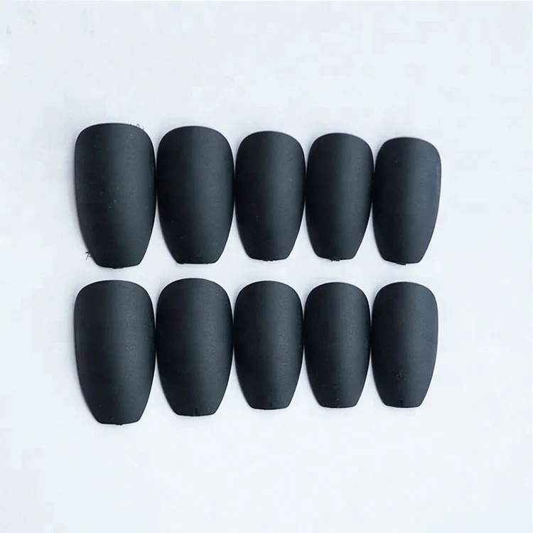 

Matte Long False Nails 24 Pcs Black Acrylic Fingernails