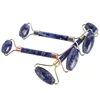 Two Sides Real Natural Blue Stone Jade Roller for Face and Eye Message, Traditional Natural Skin Care Massage Tool