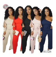 

9041326 Latest design women one-sleeve solid color jumpsuit