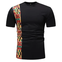 

Cheap Price Modest Black African Round Neck Print Patchwork Male T-Shirt