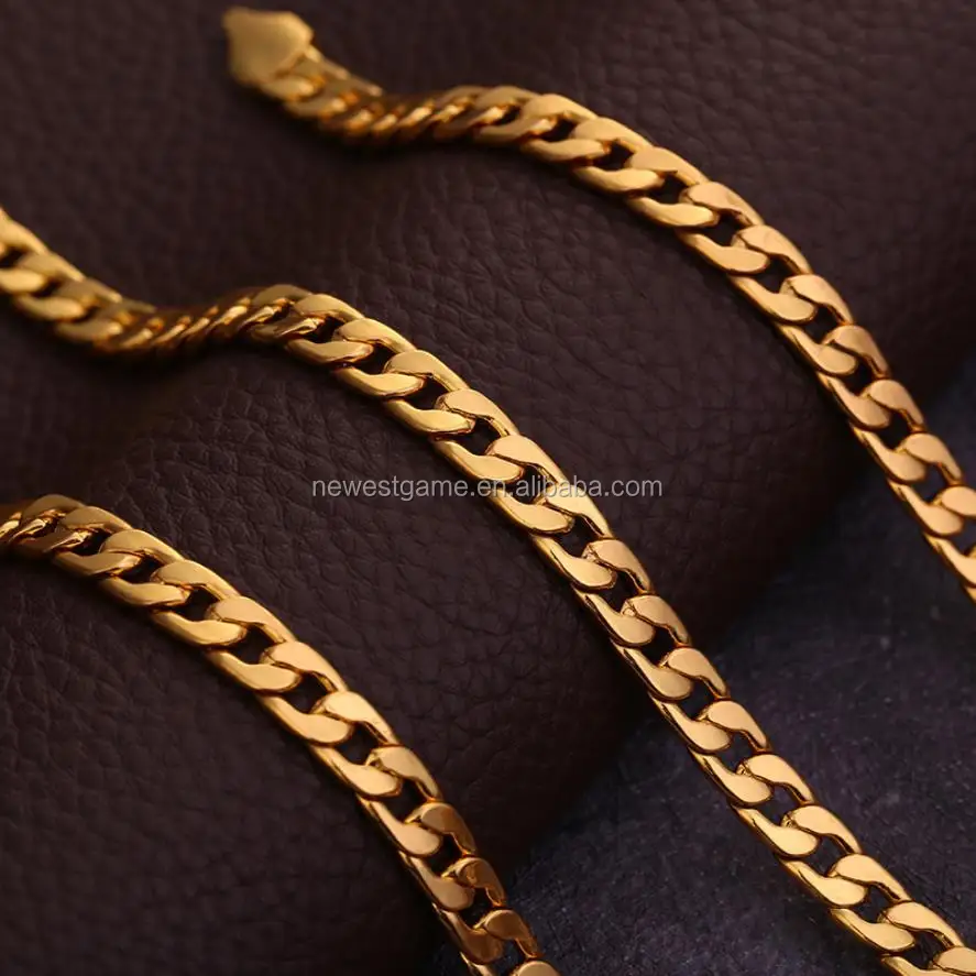 

Stainless Steel Jewelry 18K Gold Plated High Polished Miami Cuban Link Necklace Men Punk 6mm Curb Chain Dragon-Beard Clasp