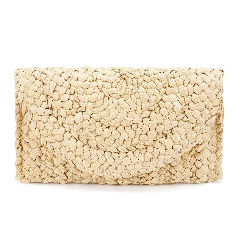 

Straw Clutch Summer Evening Handbag Beach Purse Woven Straw Bag for Women, Beige