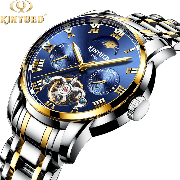 

KINYUED Factory Brand Mechanical Watch Manufacturer Customized Custom LOGO Fashionable Men's Stainless Steel Mechanical Watch
