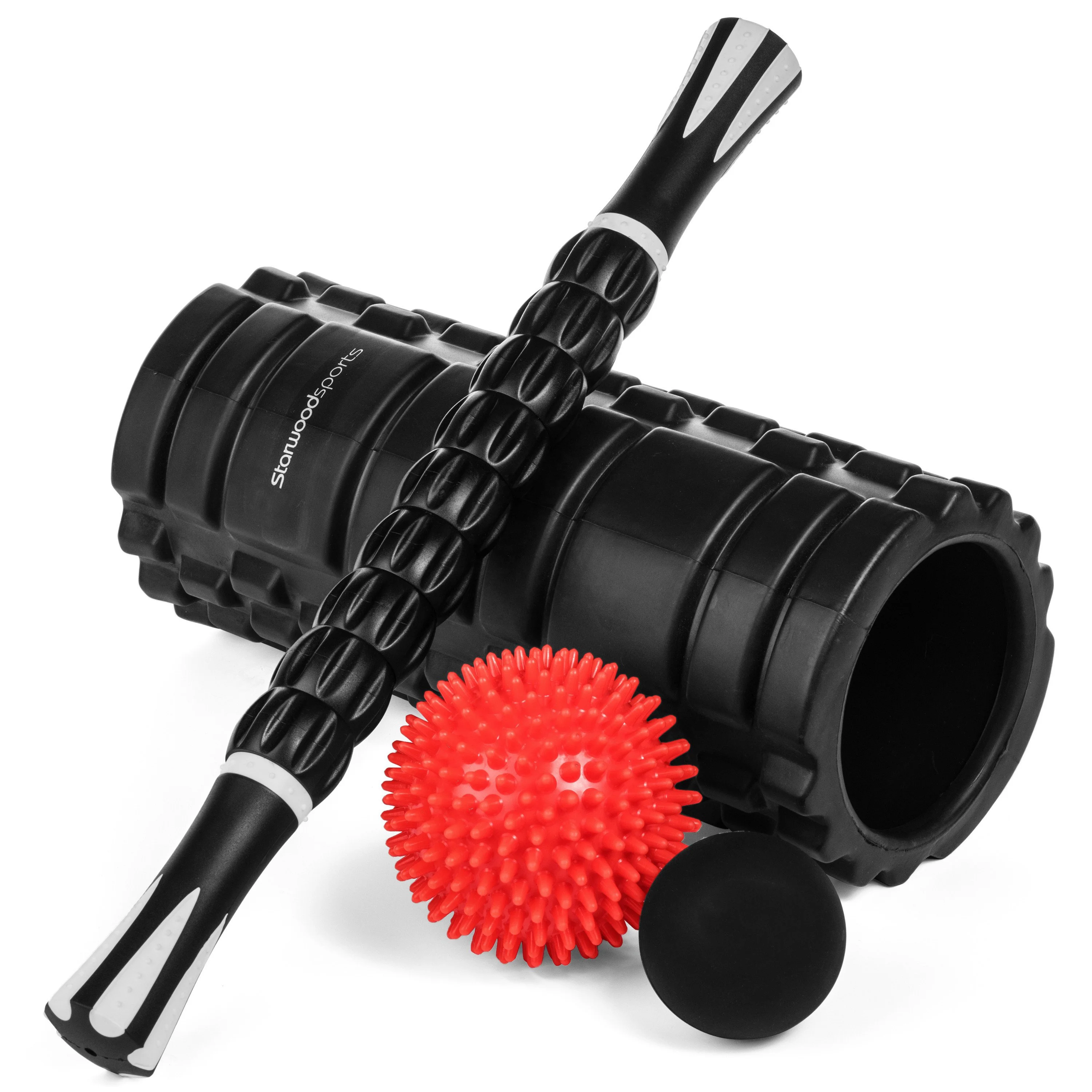 

Wholesale 5 in 1 Yoga Foam Roller Exercise Pilates Fitness Roller Set Printing, Black/red/orange/green/blue/as availbe