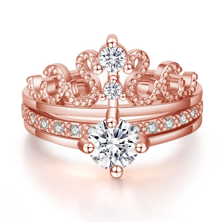 

Ladies Fashion Opened Separatable Copper Alloy Crystal Rhinestones Crown Rings, Silver;rose gold