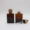 wholesale empty custom made 15ml 30ml square rectangle glass dropper bottles for e liquid essential oil