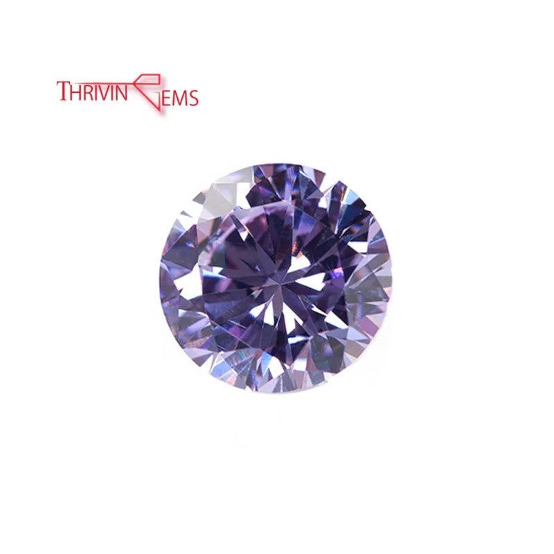 

Thriving Gems Customized Gemstone Wholesale 10mm Round Cut Lavender Cubic Zircon Stone