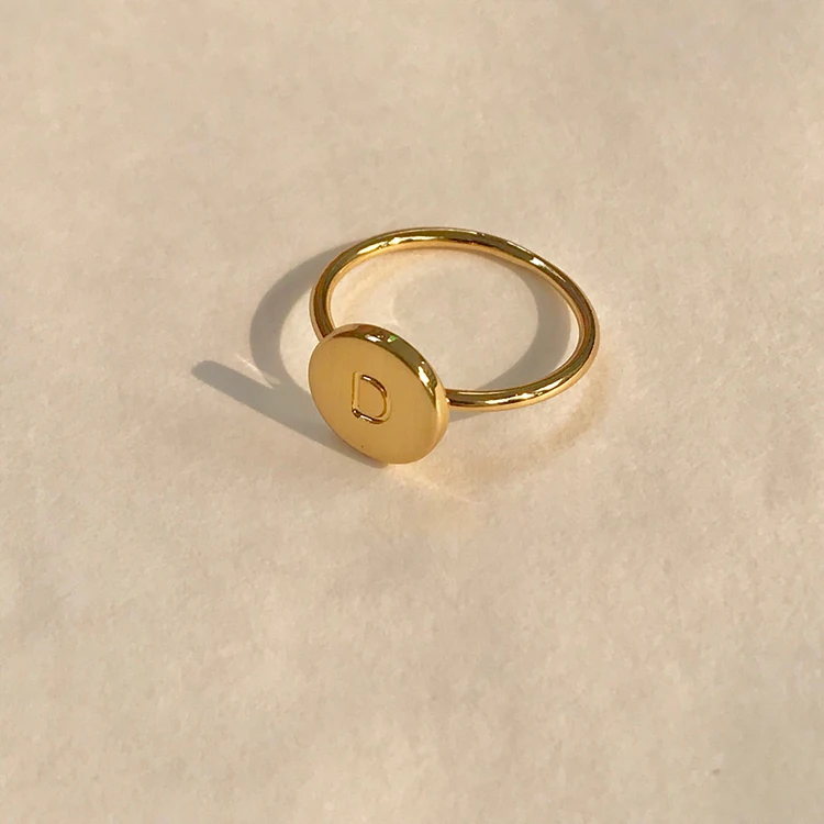 
Custom 18K gold plated jewelry Personalized Initial letter alphabet signet ring 