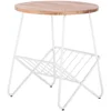 Metal Base with Iron Steel Storage Basket Round Wooden Top Coffee Side Table