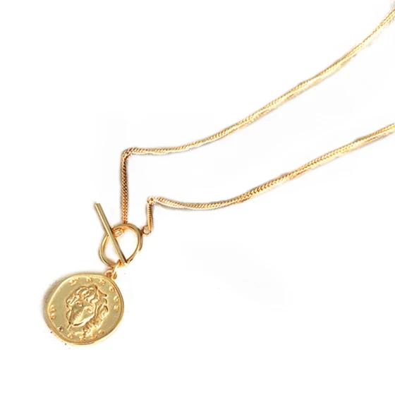 

Unique Design 18K Gold Plated 925 Sterling Silver Coin Pendant Necklace, Gold/ silver/ rose gold