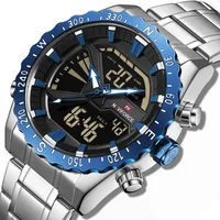 

9136 naviforce Brand Men Military Sport Watches LED Analog Digital Male Clock Stainless Quartz Wristwatch Relogio Masculino