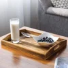 Set of 3 Torched Wood Rectangular Nesting Breakfast, Coffee Table /Butler Serving Trays, Dark Brown