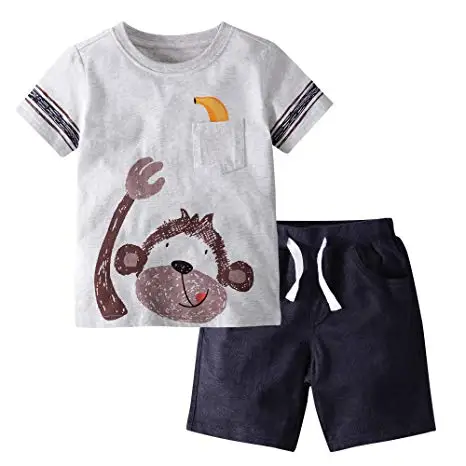 Wholesale Custom Summer Clothing Cute Kids Wear Newest Design Children Clothes Boy Set