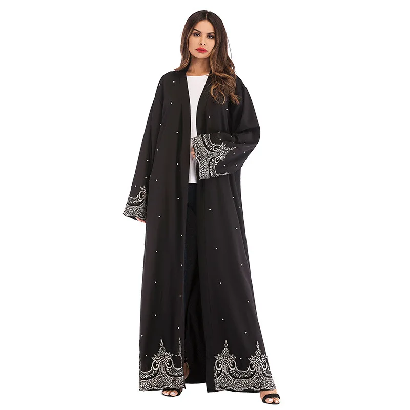 

Wholesale islamic clothing kimono cardigan Black muslim front open abaya