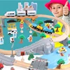 custom Educational Crane Cargo Kids 95Pcs Wooden Rail Magic Track Car Toys