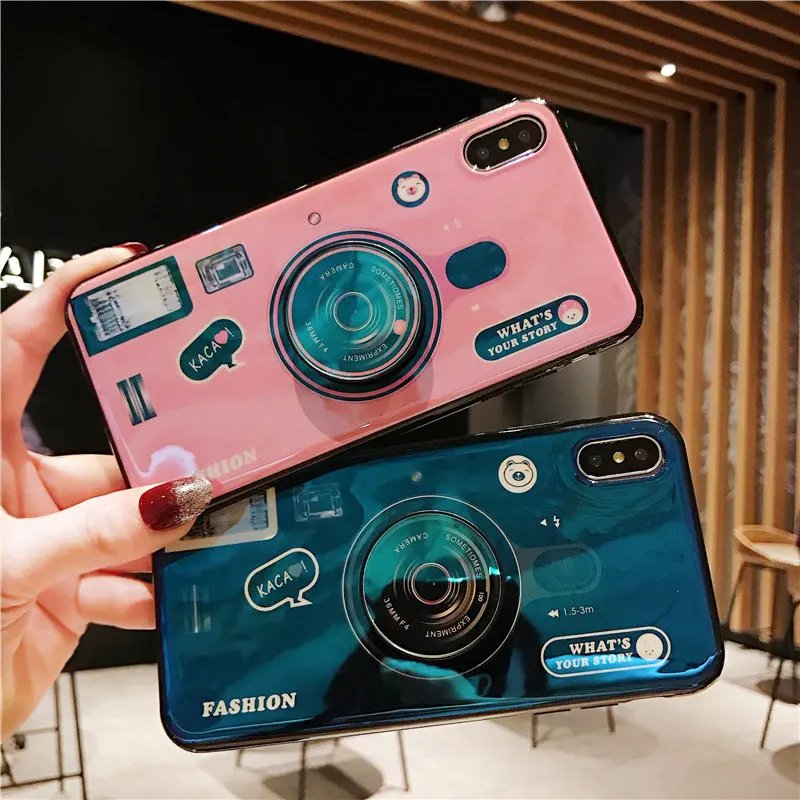 

2019 fashion Soft IMD Camera Pattern Cell Phone Stand case for Huawei P30pro;beautiful camera phone case for huawei honor9i