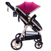 

High Quality lightweight foldable baby carriage end baby stroller with one - key fold baby cart the pram 3 in 1 High field of vi
