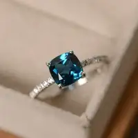 

Fashion Desgin Ring Big Square Sky Blue Stone Rings For Women Jewelry Wedding Engagement Gift Inlaid Stone Rings