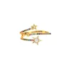 micro pave colorful cz open Opal geomstone cute star design ring for women