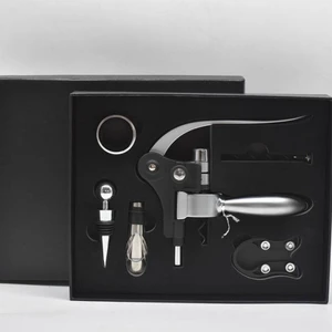 Image of Free sample 6 pieces wine opener set with gift box and zinc alloy wine corkscrew