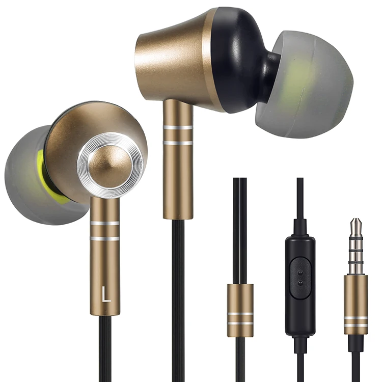 

Wholesale In-ear Wired Headphone mp3 music Earphone with Mic 3.5mm Jack for Cellphone, Gray;gold;blue