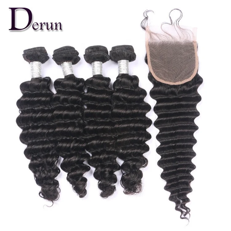 

Derun high quality deep wave 10a grade mink brazilian hair with full cuticle aligned hair