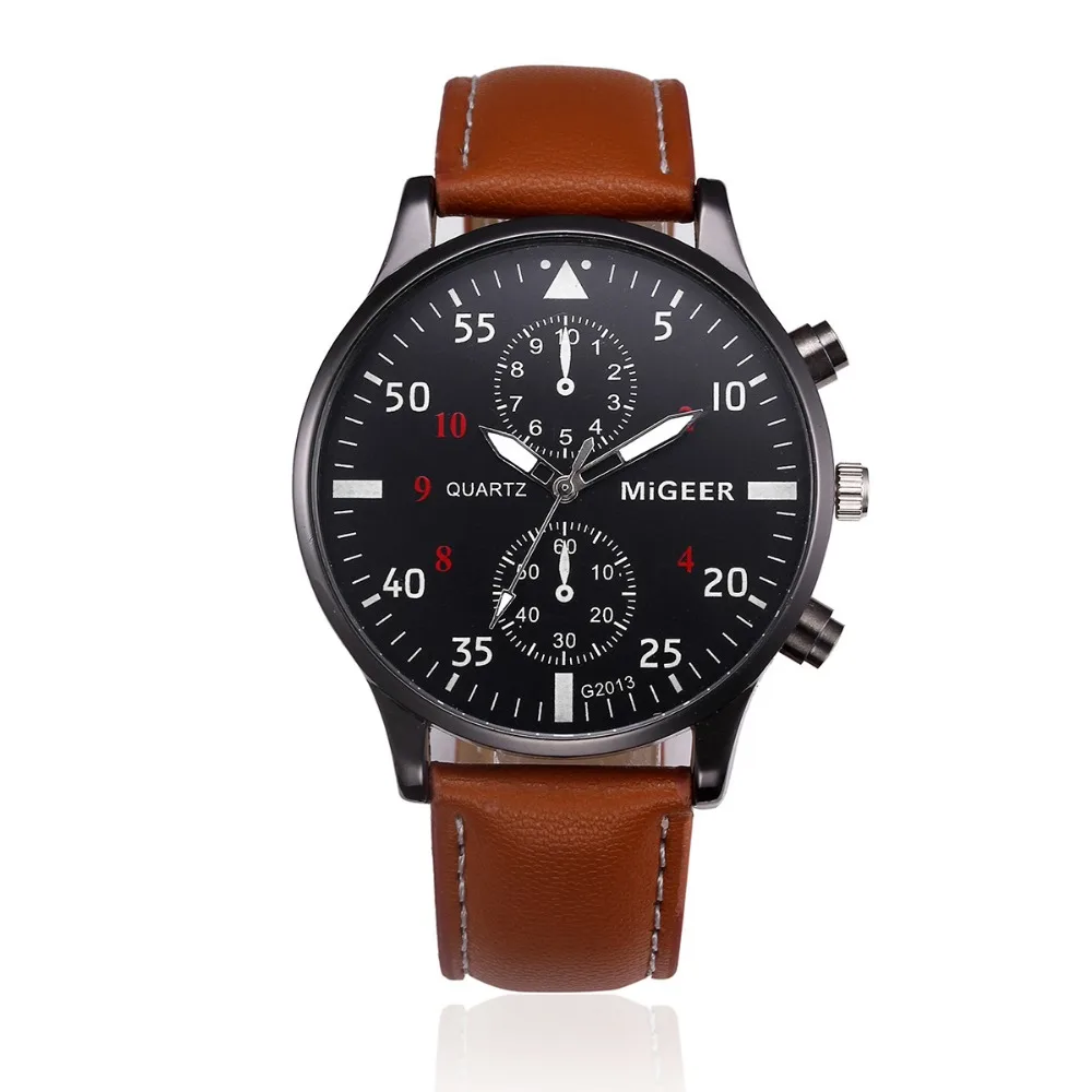 

2019 Ebay Hot MIGEER Leather Fashion Men Wristwatch Luxury Quartz Advance Watch, 12 colros