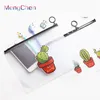 Japan 2019 hot selling office supplies and stationery fashion cute cactus style mini hanging clear pvc file bag with zipper 021