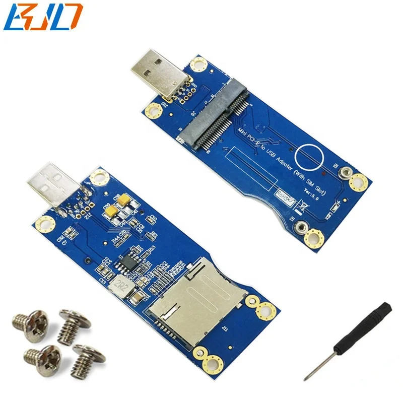 

Mini PCI-E PCIe to USB Converter Adapter Card With SIM Card Slot for GPS/WWAN/LTE 3G/4G/LTE Wireless Module VER: 5.0, Blue