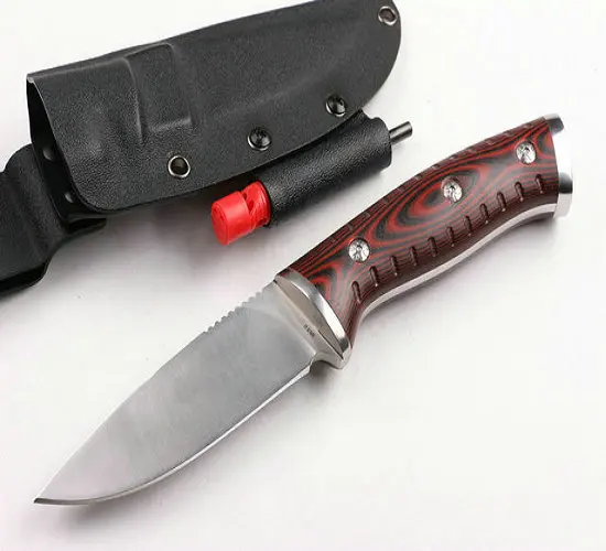 

Color wood Handle Fixed Rescue Knife Outdoor Tool 7CR17MOV Blade Steel Knives with K Sheath 6711