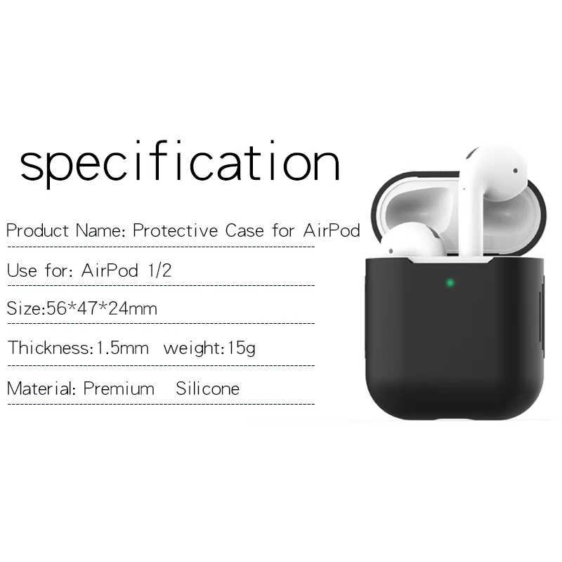 
Protective AirPod Case, Silicone Air Pods Case Cover Skin Compatible with AirPod 1 & 2 